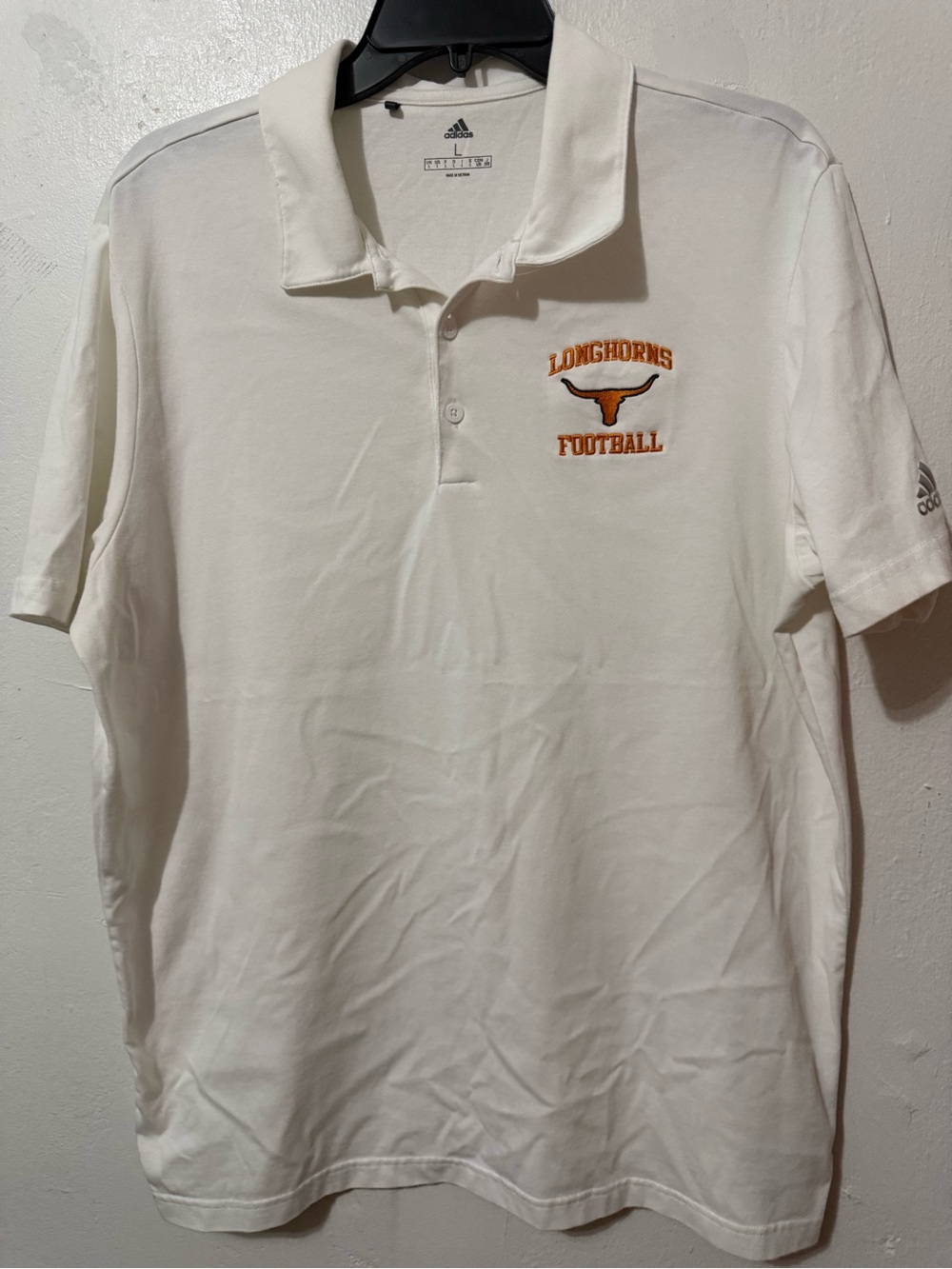 Adidas Dri-Fit Texas Longhorns Polo Men's L White Golf Shirt